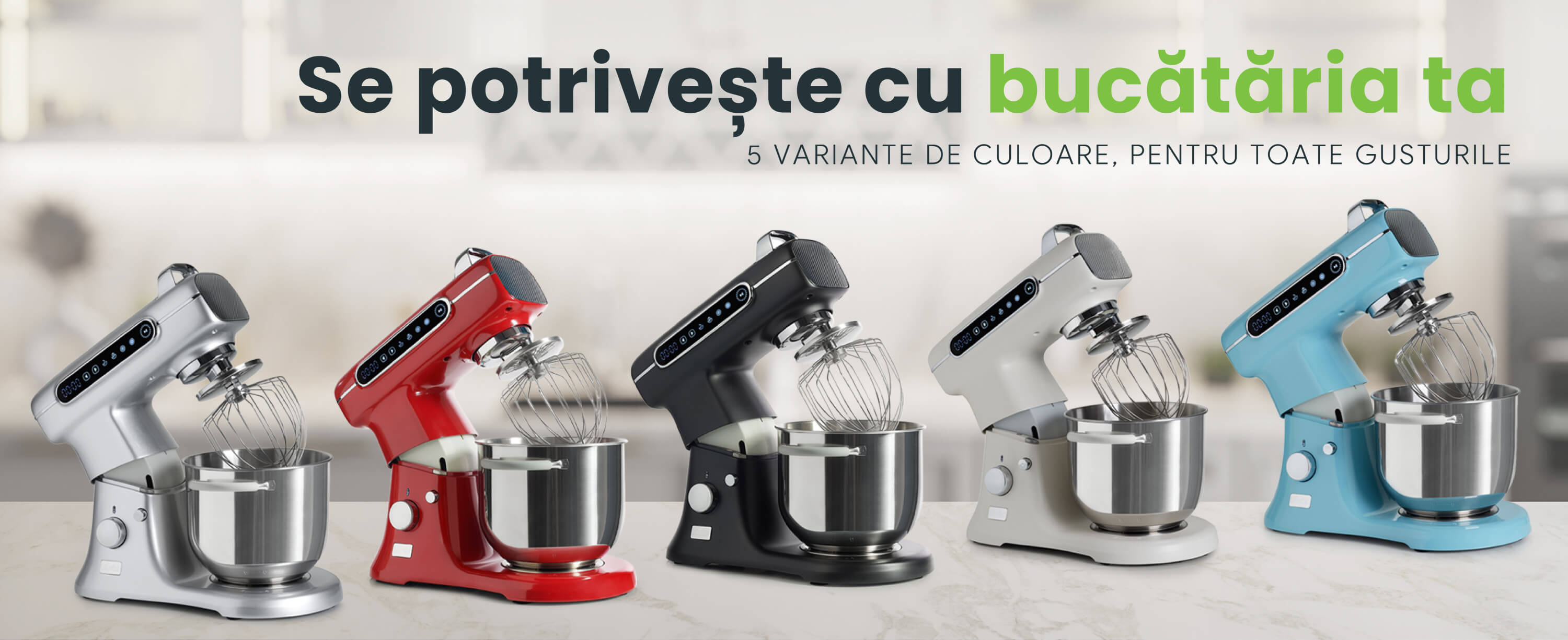 Mixer cu bol profesional, 7L din inox, 1800W, 2.4 kg aluat, carcasă aluminiu, silențios, MB-1800-MAX PRO, Argintiu - 7